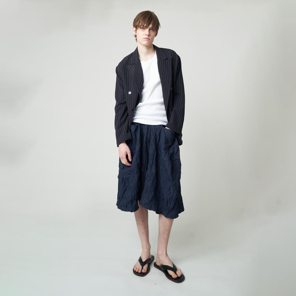 ATHPLATFORM Aw51Pt02 Crinkle Bermuda Pants_Dark Navy
