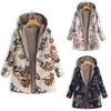 2024 Winter New Women's Leaf Print Hooded Long Sleeve Retro Warm and Thick National Retro Style Casual Coat