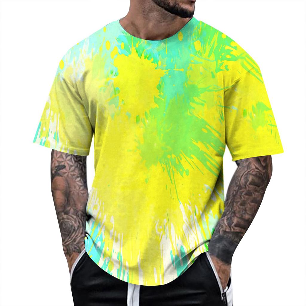 Summer Fun 3D Pattern Tie Dyeing T-shirt Color Painting 3D Printing Men's T-shirt Short Sleeve Top