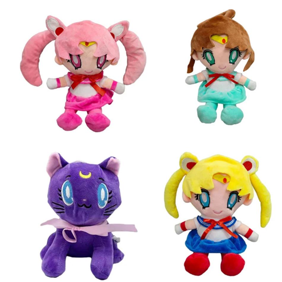 20 см Кавайная Плюшевая Лунная Кошка Аниме Кукла Милая Девочка Сердце Наполненная Игрушка для Домашнего Декора Спальни Подарок на День Рождения