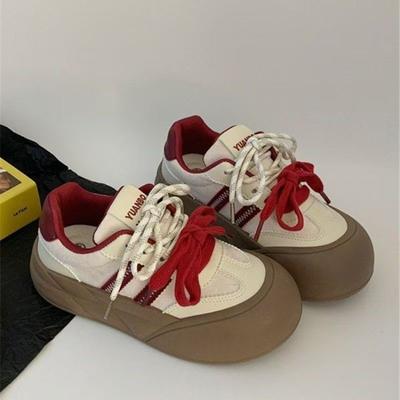 2025 новые симпатичные маленькие белые туфли показывают маленькие ножки толстые туфли на платформе дизайнерские туфли с круглым носком туфли-хлеб женские повседневные туфли