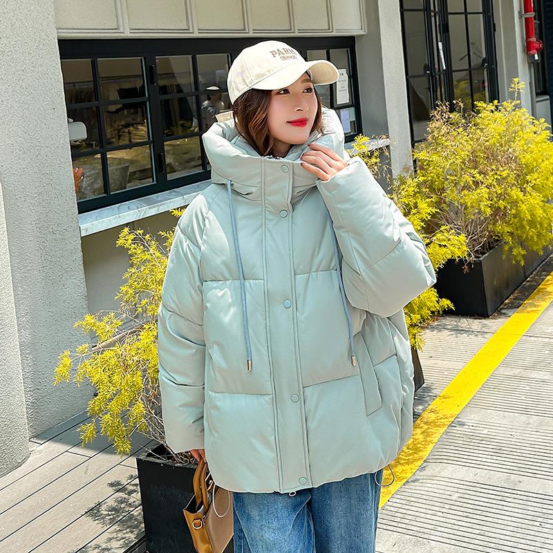 European and American new autumn and winter bread down cotton clothes women's thickened loose small medium and long coat