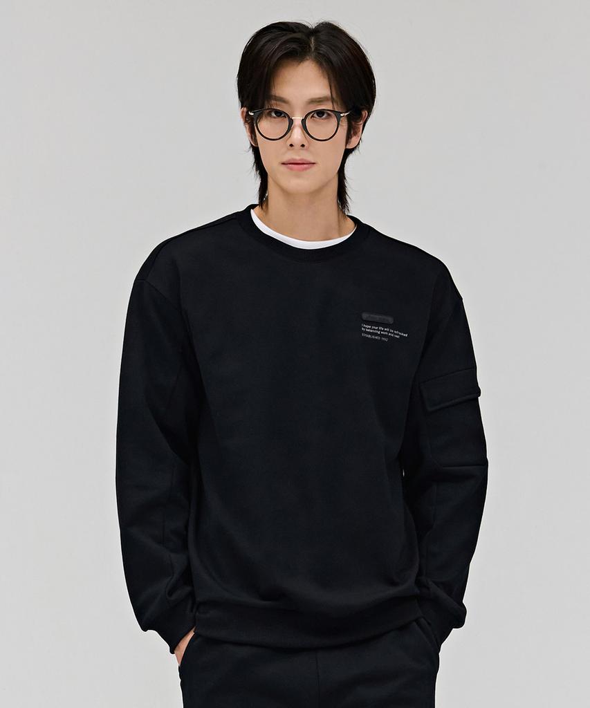 CHASECULT Men'S Sleeve Pocket Fleece Sweatshirt - Black