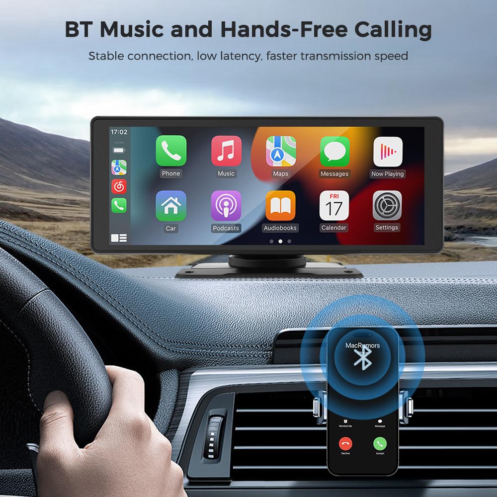 Автомобильный плеер Дисплей Монитор CarPlay Android Auto Мультимедийный MP5-плеер 10,26-дюймовый Портативный IPS-экран WiFi Bluetooth FM с 720P Видеорегистратором