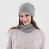 Yousheng 3 Pcs/Set Unisex Winter Hat Scarf Gloves Set Thick Knitted Ear Protection Cap Gloves Stretchy Windproof Winter Outdoor Cycling Dome Beanie