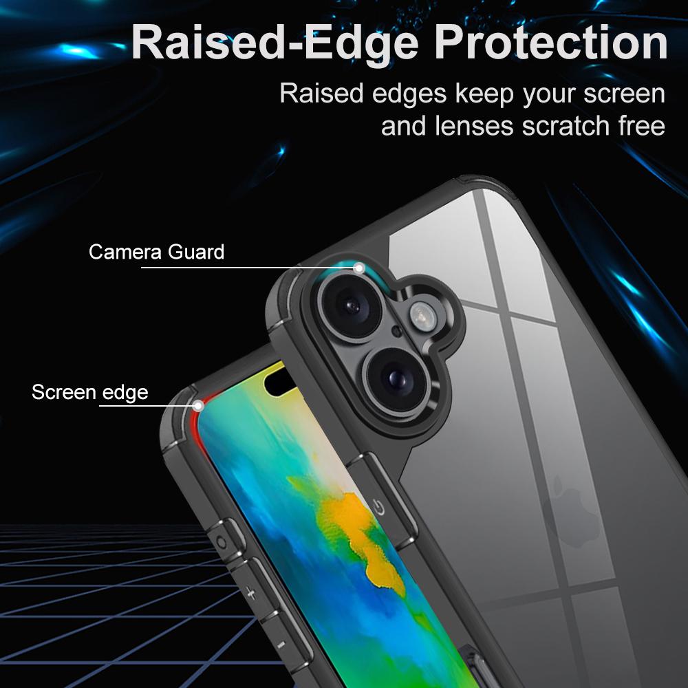 Чехол Armor Transparent Acrylic Phone Case для iPhone 16 15 14 13 12 11 Pro XR X XS Max 7 8 Plus SE Hybrid Shockproof Hard Back Cover