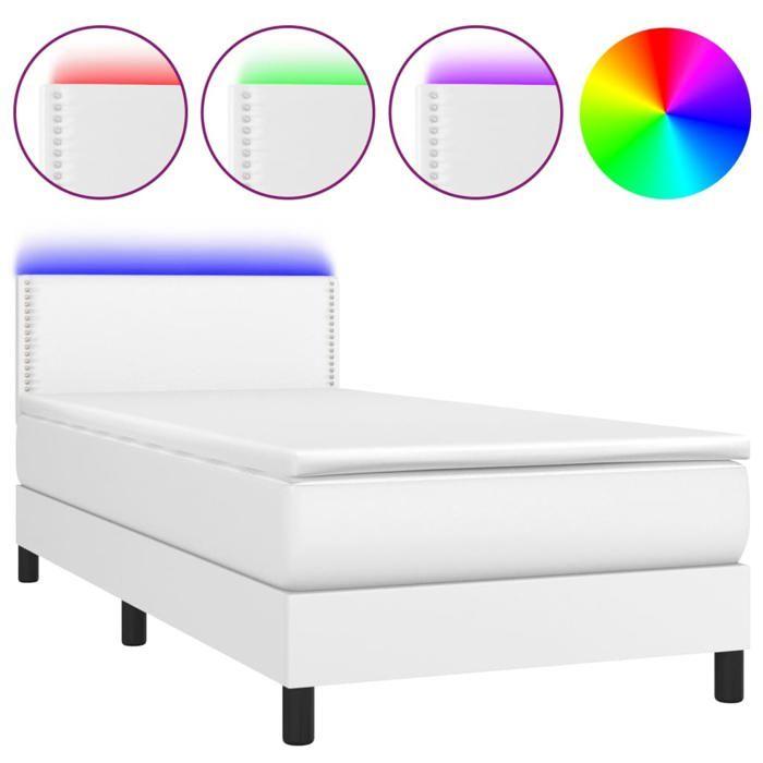 Maison Exclusive - Sommier à lattes de lit avec matelas et LED Blanc 100x200 cm