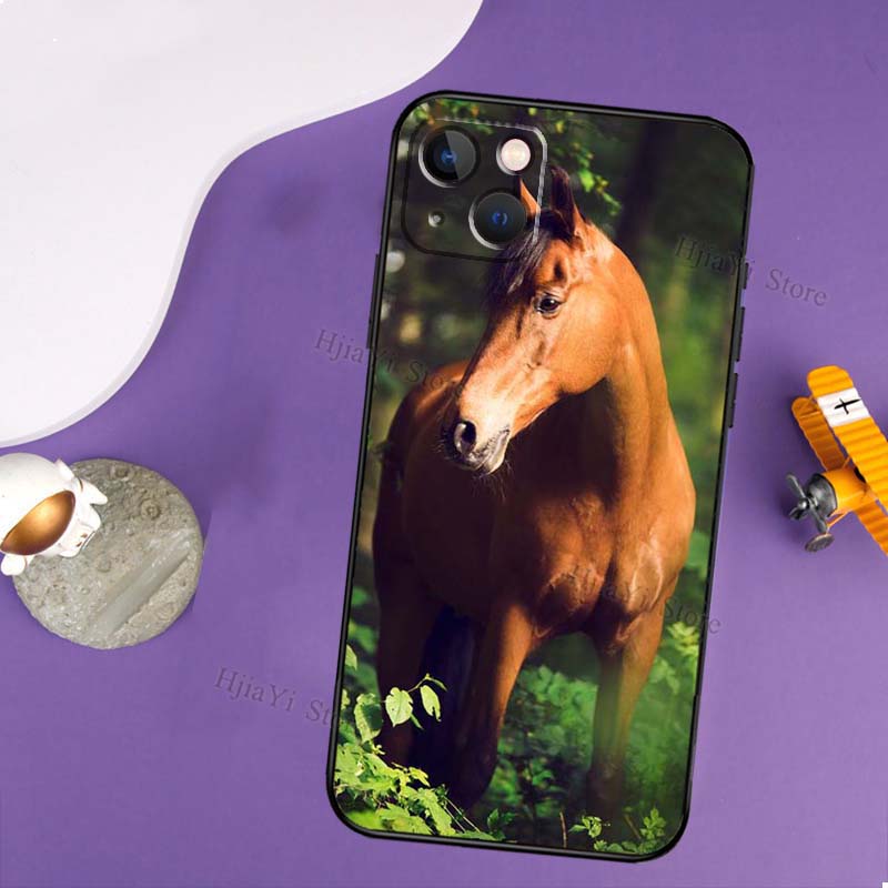 Красивый Элегантный Коричневый Чехол с Лошадьми для iPhone 14 13 Pro X XS Max XR 7 8 Plus Чехол для iPhone 14 12 Mini 11 Pro Max SE 2020
