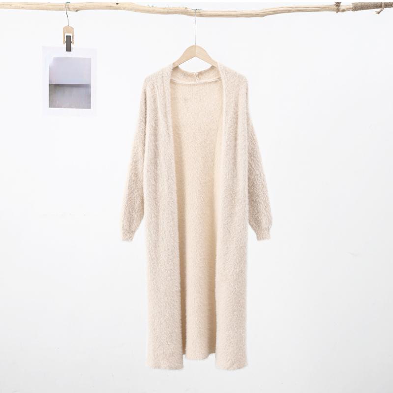 Пушистый Длинный Кардиган Женский Элегантный С Длинным Рукавом Меховой Свободный Женский Вязаный Свитер Пальто 2026 Осень Зима Уличный Макси Леди Верхняя Одежда