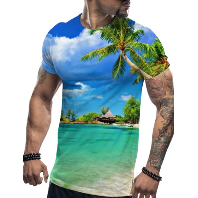 Новая летняя мужская модная футболка, индивидуальная летняя пляжная мужская футболка с принтом, топ
