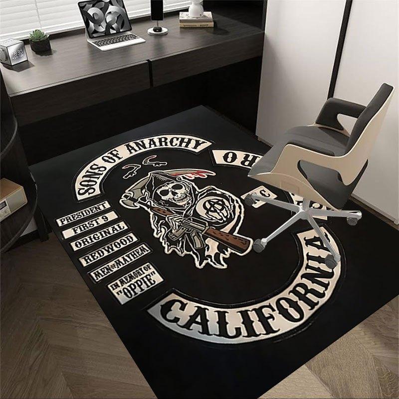 1pc Sons of Anarchy themed Office Carpet Chair Mats - durable polyester rug for home theater, office, dorm room decor - tA97