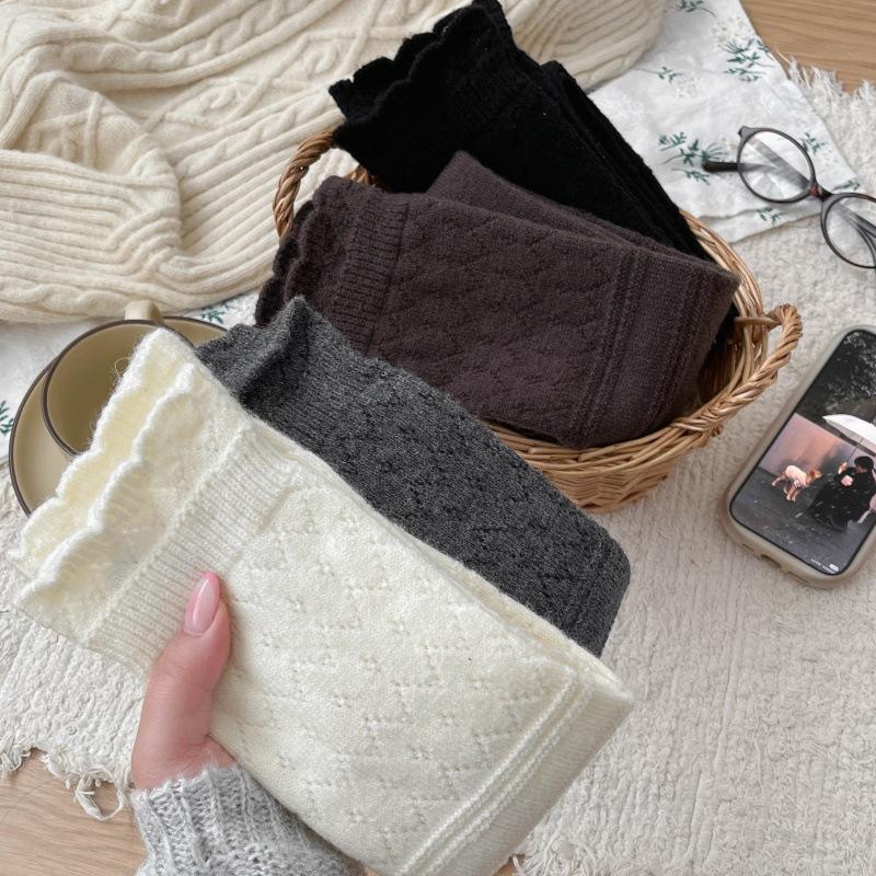 Осенне-зимние плавающие полые гольфы до икры, теплые вязаные ретро серые плотные плотные длинные гольфы, осенне-зимние махровые длинные гольфы из хлопка