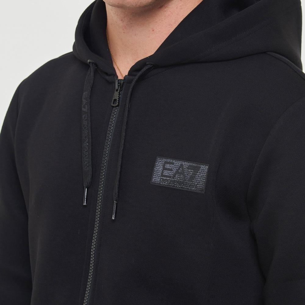 Emporio Armani Мужская толстовка с капюшоном и молнией EA7 с длинным рукавом, логотип, черная 6DPM26-PJODZ-1200