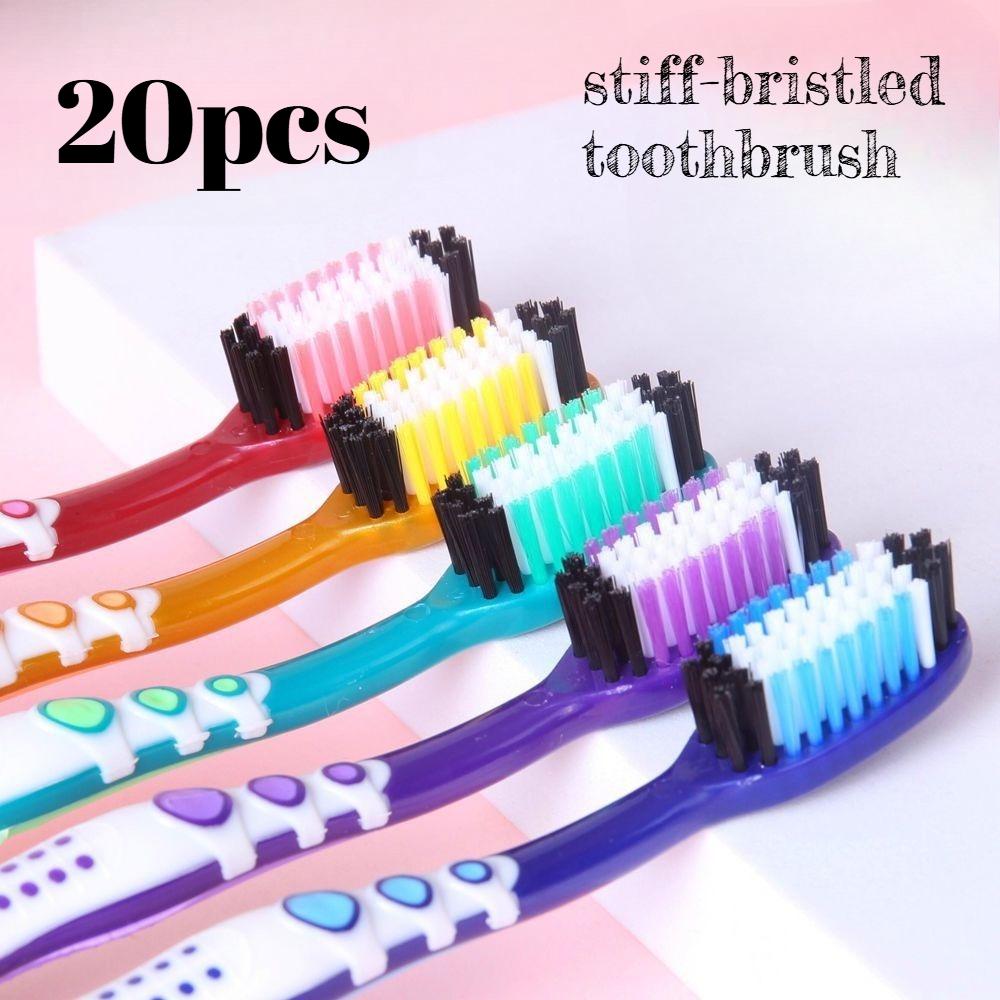 Набор из 20 одноразовых зубных щеток - В индивидуальной упаковке, щетина средней/жесткой жесткости для путешествий, для мужчин и женщин