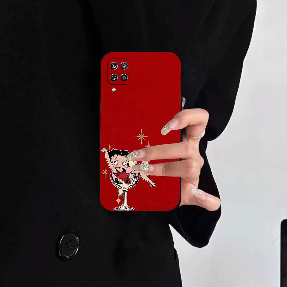 Чехол для телефона A-betty Boop-S для Samsung S24/S25/S22 S30/A51 52/Lite/Ultra/5G/Plus/FE - Тонкий Ударопрочный Черный Защитный