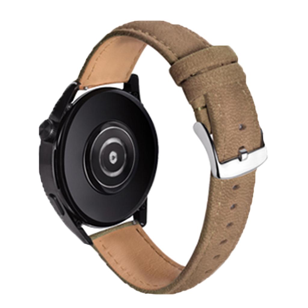 22mm Top Layer Genuine Cow Leather Strap for Huawei Watch GT 5 Pro/5/4 46mm/Samsung Galaxy Watch3 45mm Quick Release Watch Band