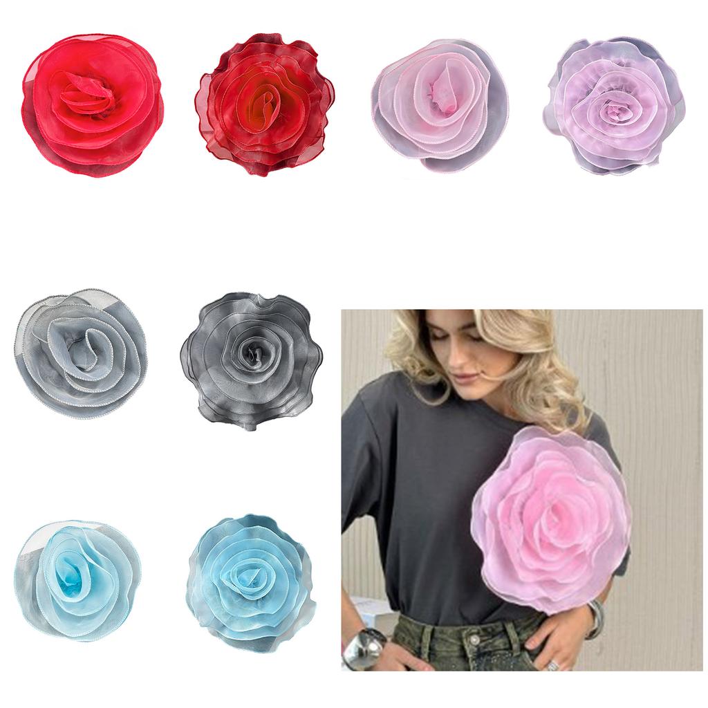 Large Rose Flower Brooches for Women Handmade Cloth Florals Lapel Pin Corsage Fashion Jewelry Badge Coat Accessories