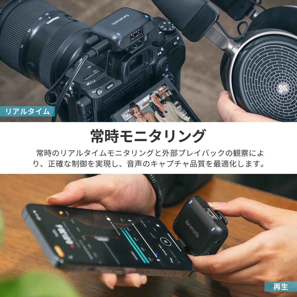 Беспроводная петличная микрофонная система Saramonic Blink500B2+ для iPhone Android Type-C Камер Дальность 150 метров 20 Часов Работы от Батареи Крепление-клипса Прямые трансляции Видео