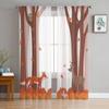 Autumn Forest Cartoon Animal Deer Rabbit Owl Fox Sheer Curtains For Living Room Bedroom Kitchen Tulle Windows Voile Curtains