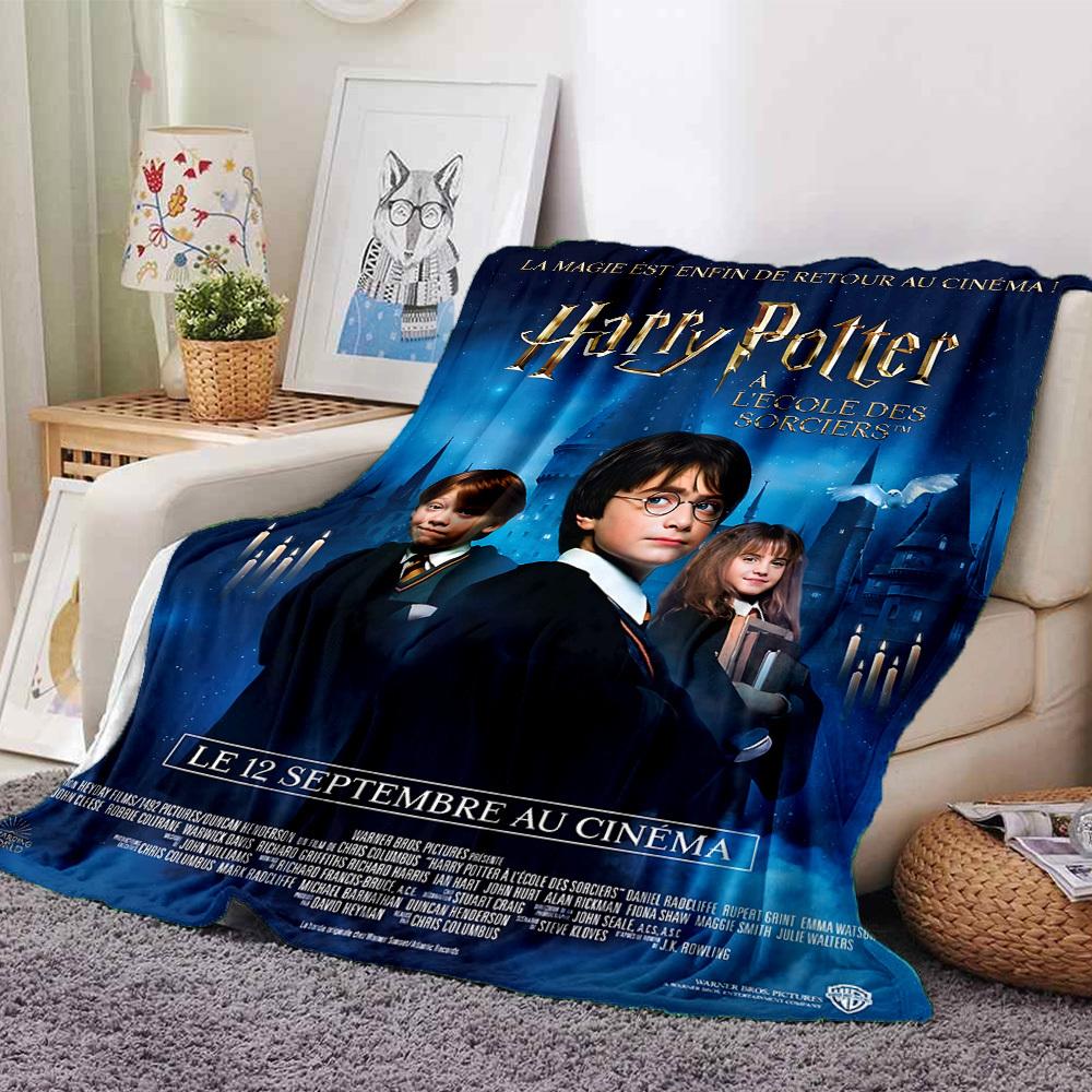 1pc Harry Potter A L'Ecole des Sorciers Flannel Blanket Soft Warm Throw for Home, Office, Travel, All-Season Cozy Bedding GiftL1232