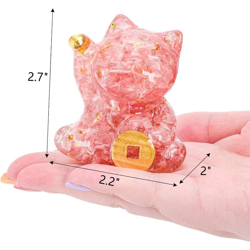 3 Pcs Crystal Maneki Neko, 2.7" Mini Lucky Cat Figurine, Cute Fortune Beckoning Welcoming Cats as Good Luck Decor for Home Office Car