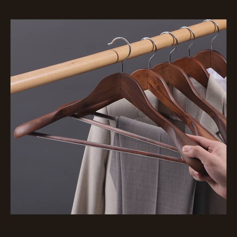 Wooden Coat Hanger With Shoulder Support For Home And Retail Use