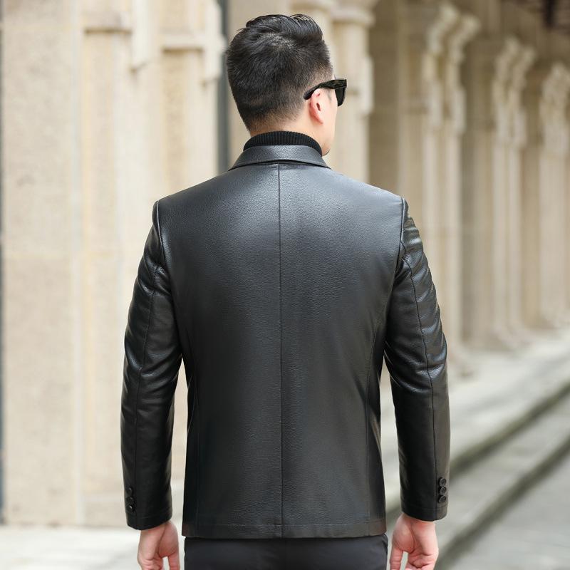 Кожаные куртки для мужчин среднего возраста, куртки из натуральной кожи больших размеров, повседневные свободные кожаные куртки для пап