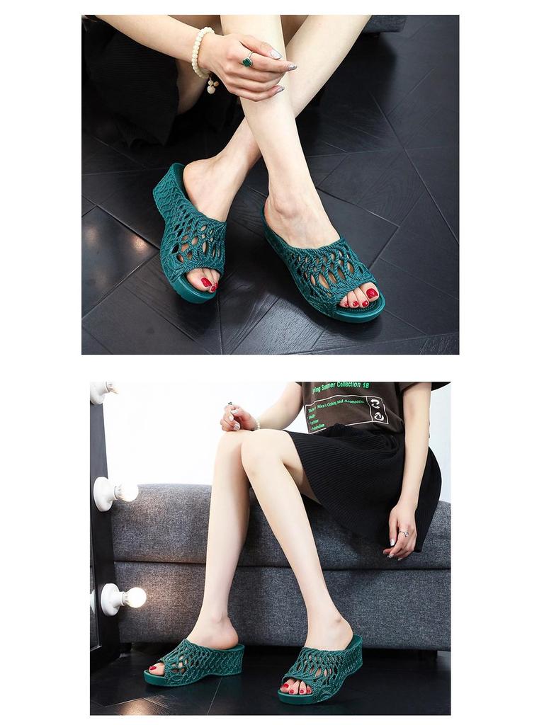 Женские модные шлепанцы на высоком каблуке 2025 года - летние с перфорацией, удобные, на толстой подошве, с ремешком для улицы