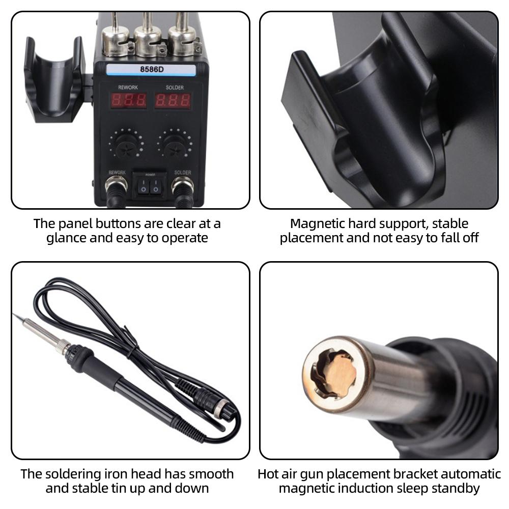 8586D паяльная станция с ЖК-цифровым дисплеем, термофеном, паяльная станция для ремонта сотовых телефонов, сварочные инструменты для распайки