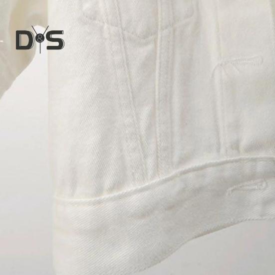 Women's Cropped Denim Jacket Short Sleeve Jean Jacket Lapel Button Down Trucker Coat Summer Casual White Thin Top