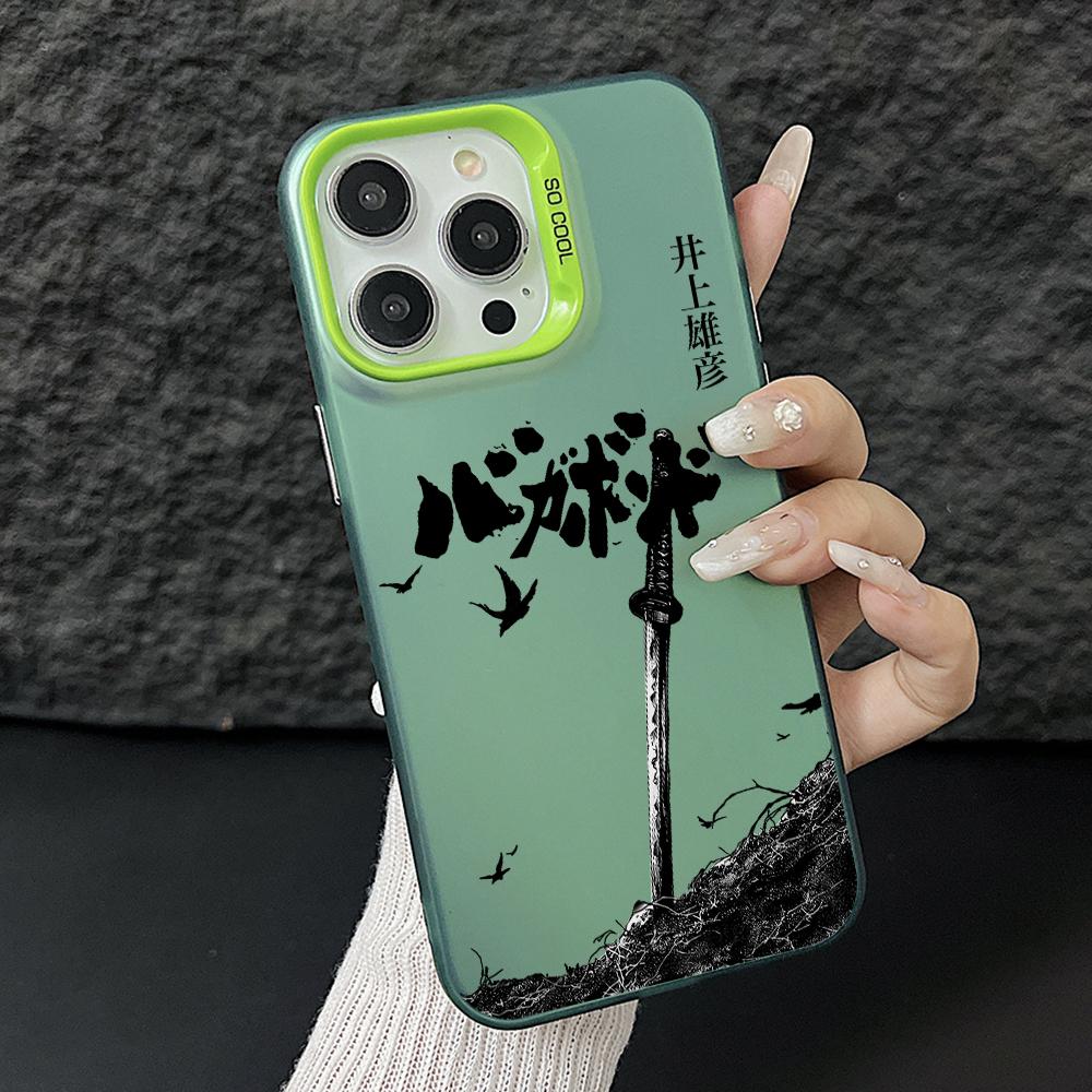 Japanese Swordsman Anime Phone Case for iPhone 17 Air 16 16e 15 14 Plus 13 12 11 Pro Max X Xs XR 8 Colorful Silver Hard Cover