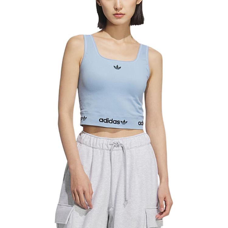 adidas Оригинальные SS25 Мода Повседневный Без рукавов Спортивный жилет Женские топы Небесно-голубой KB6422