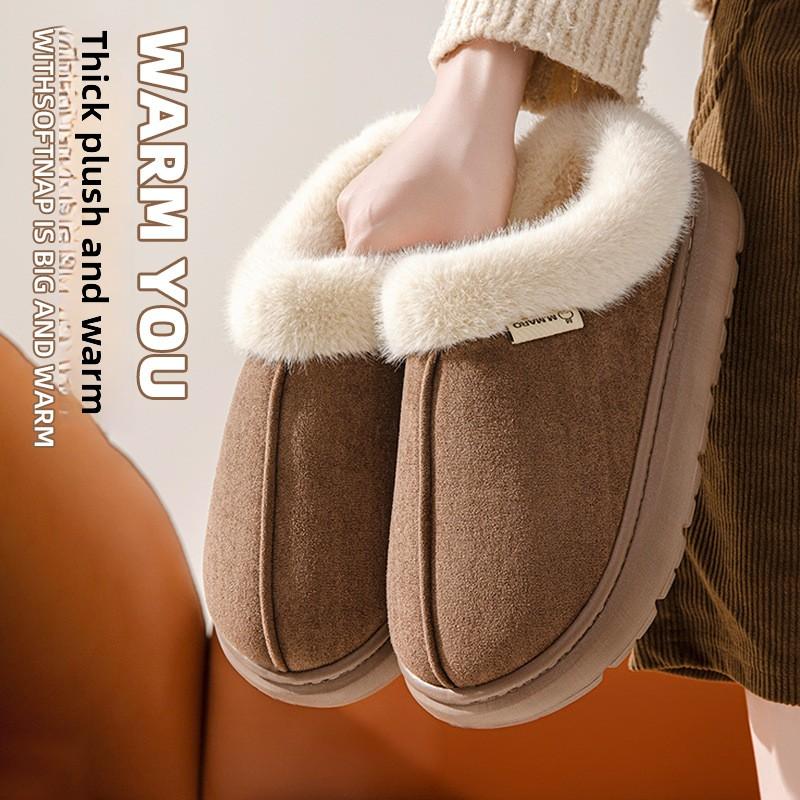 Хлопковые тапочки для женщин, Зимние домашние, На толстой подошве, Противоскользящие, Сумка для верхней одежды с теплыми и плюшевыми хлопковыми тапочками для мужчин