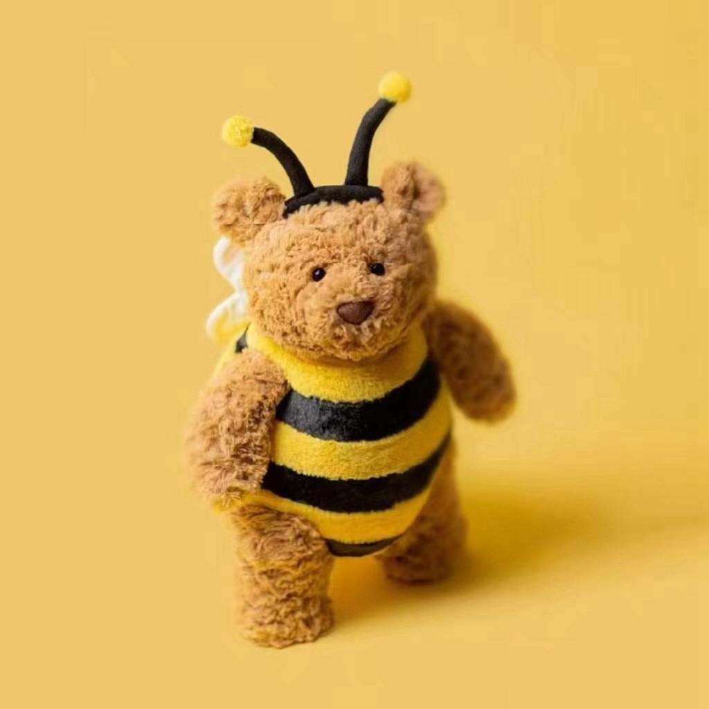 Cute Bumblebee Bear Plush Doll With Short Plush Filling For Cozy Cuddles