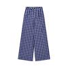 Blue Retro Gingham Early Autumn High Waist Loose Casual Pants