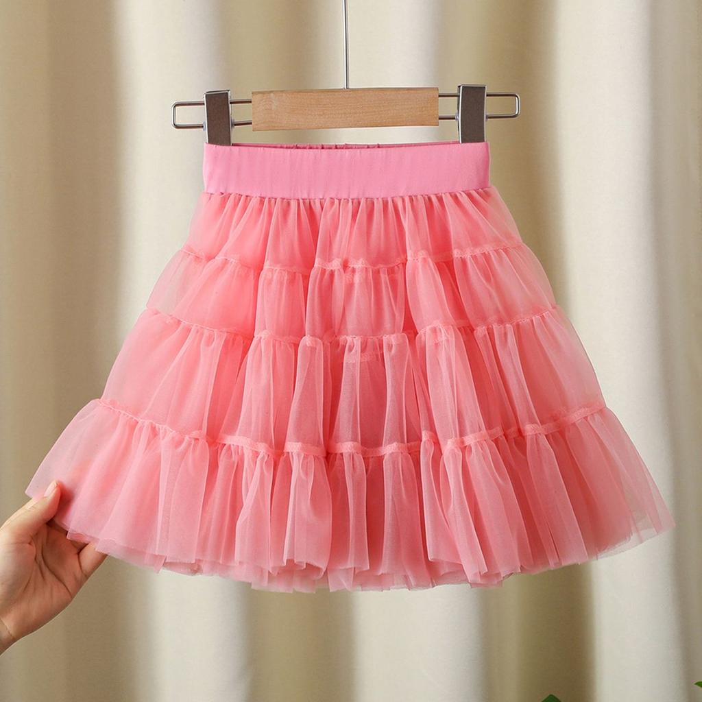 Юбка миди для девочки Стильная юбка принцессы из сетки Универсальная и пышная внутренняя юбка