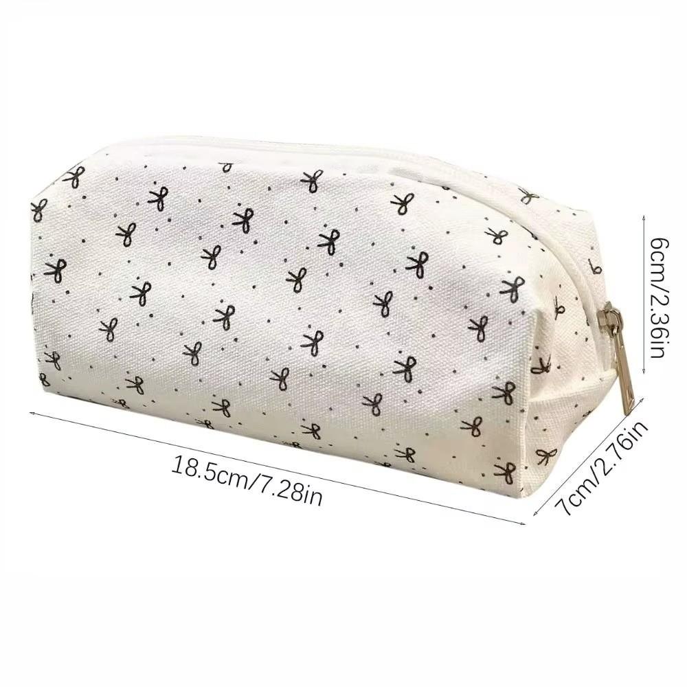 Polka Dot Design Pencil Pouch Canvas Stationery Bag Makeup Bag Pen Bag Student