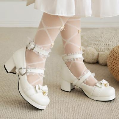 Туфли-бабочки на высоком каблуке женские туфли Лолиты Мэри Джейн весенние туфли на каблуке с ремешком на щиколотке черные белые свадебные туфли на каблуке для девочек большие размеры