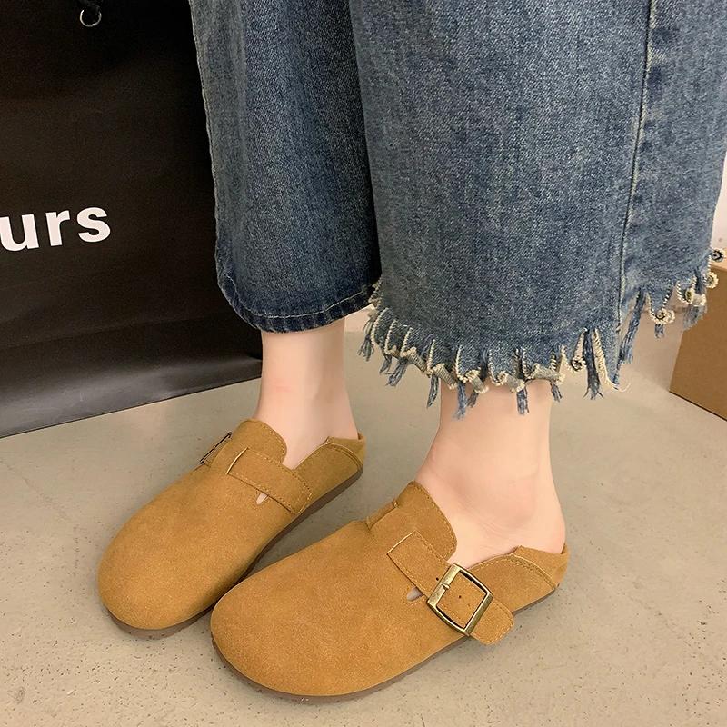 Fashion Brown Flat Shoes for Women Retro Spring and Autumn 2024 New Loafers Shoes Non-slip Fashion Soft Sole Shoes Size 35-40