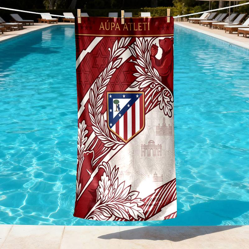 Atletico de Madrid Print Beach Towel Design, Soft, Lightweight. for Home Bathroom, Spa, Pool, Yoga, Surfing, Camping, Gift for Family, Friend