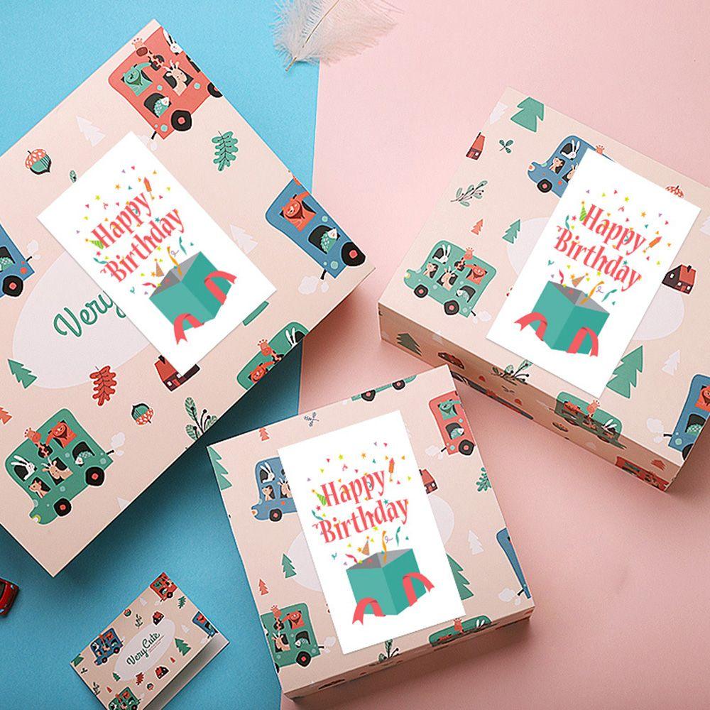 Подарочная упаковка, украшение для вечеринки, открытка с сообщением, открытки на день рождения, поздравительные этикетки, мультяшные животные