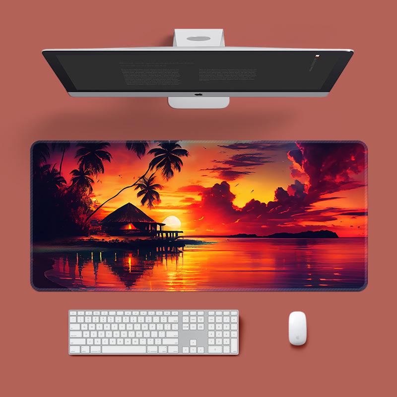 Extra Large Washable Mouse Pad - Aurora Landscape & Sunset Clouds Design, Thickened for Office and Gaming Desks
