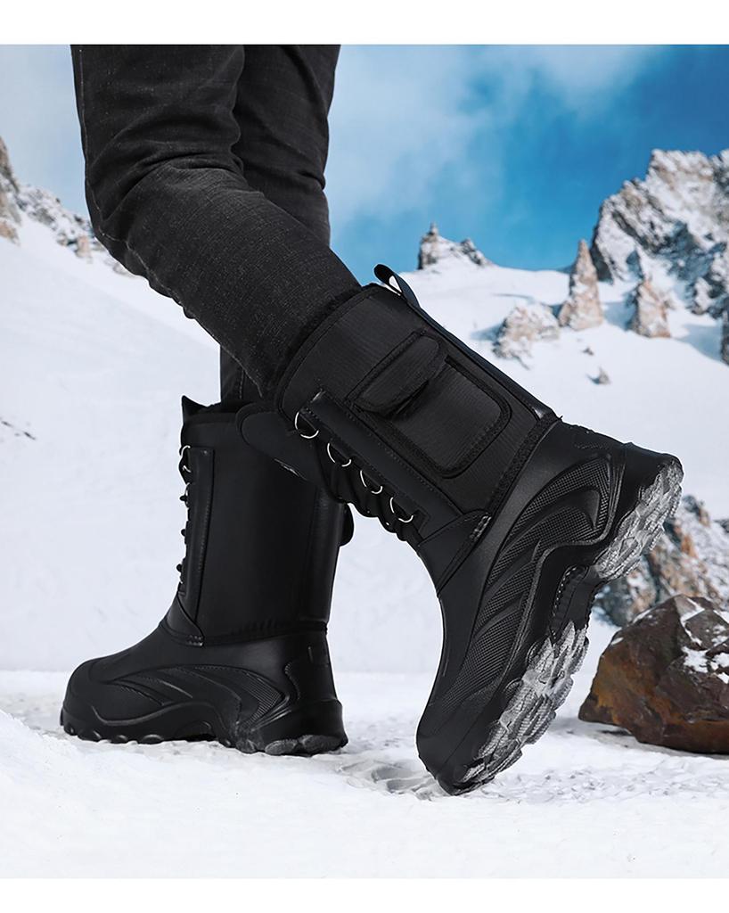 Мужские водонепроницаемые теплые зимние ботинки больших размеров с бархатом и толстым хлопком для комфорта в холодную погоду