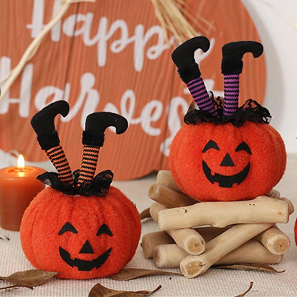 Cartoon Halloween Pumpkin Witch Demon Doll Soft Witches Boot Leg Pumpkin Doll Holiday Gift