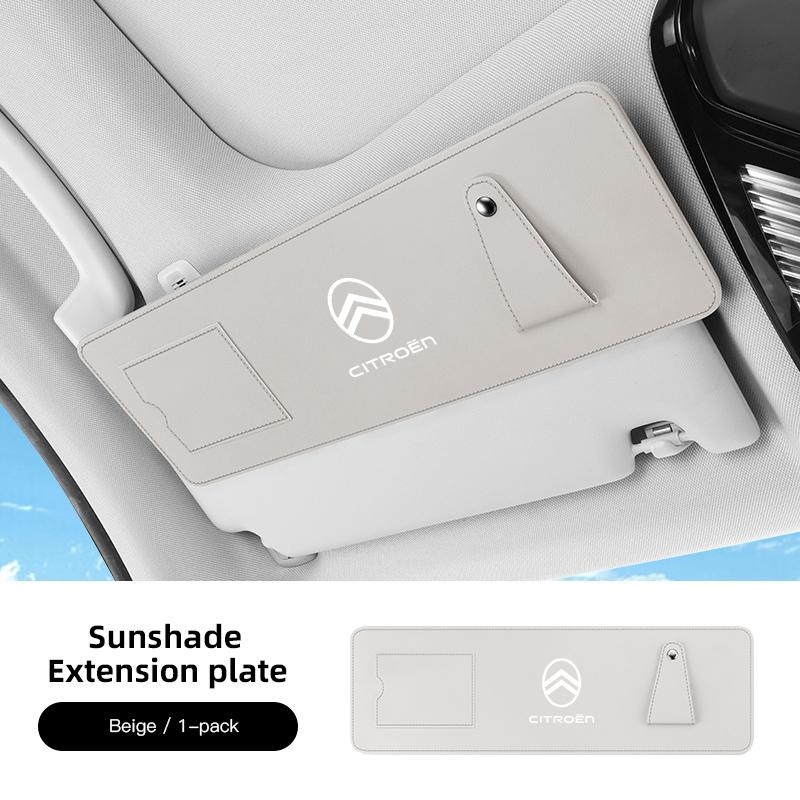 VXCW9 Car Sun Visor Extension Panel For Citroen C4 C3 C2 C1 Berlingo Saxo Anti-glare UV Sun Shield Card Holder Glasses Holder keychain