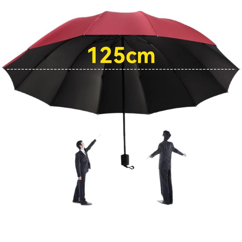 Twelve-Bone Extra-Large Dual-Use Manual Umbrella with Black Glue Sunscreen