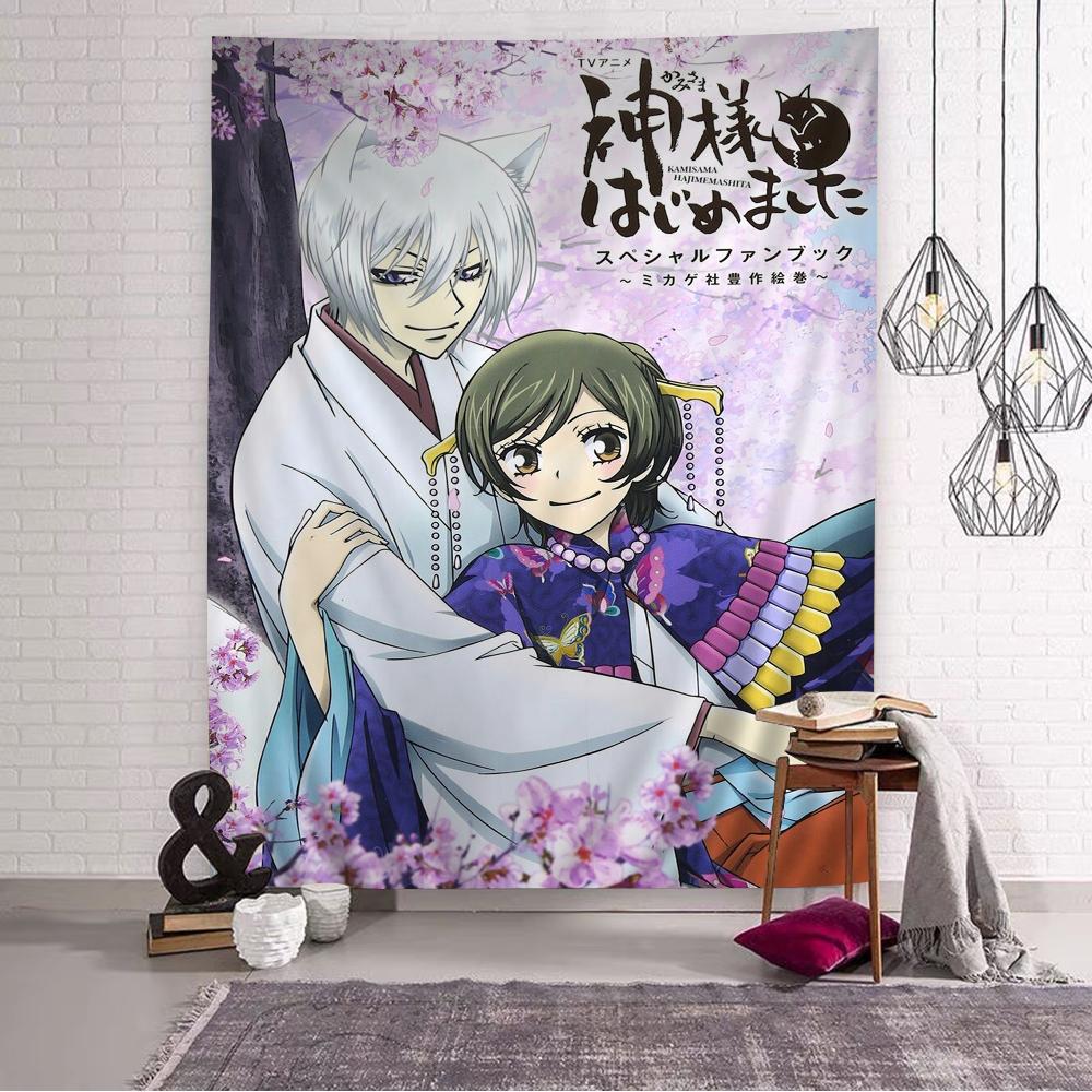 Тканое панно Kamisama Kiss Настенный гобелен Подвесные таро Хиппи Настенные ковры Листы для подвешивания на стену в общежитии