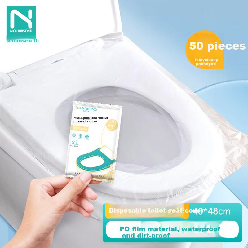 NOLANSEND Disposable Toilet Seat Covers, PO Film Insertable Toilet Seat Pads, Waterproof And Hygienic for Hotels And Travel, Pack of 50