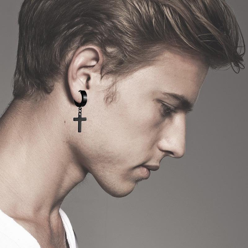 Pairs Punk Stainless Steel Stud Earrings Black Earrings Set For Men Women Vintage Hip Hop Piercing Ear Jewelry Accessories