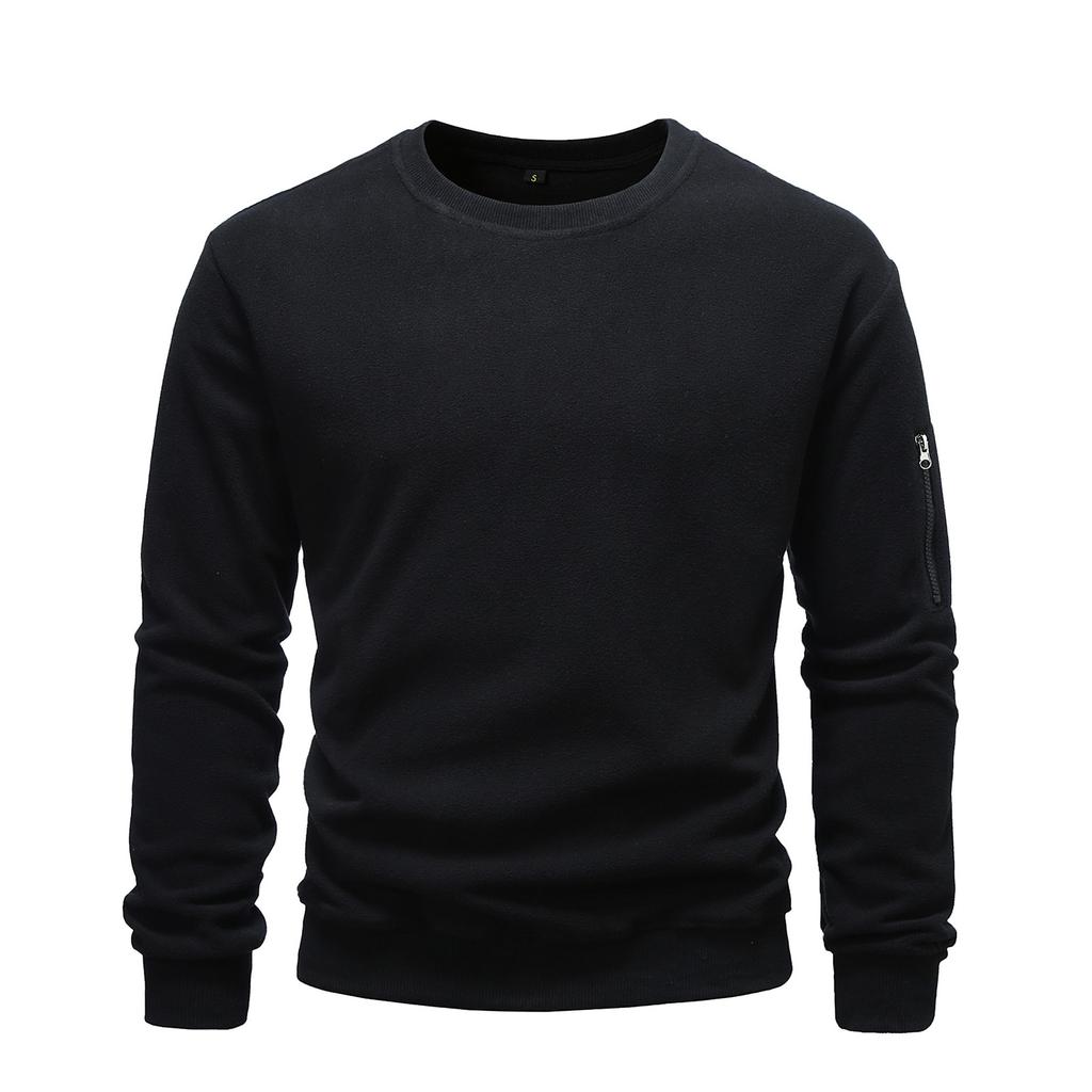 Men'S Fleece Round Neck Pullover With Fleece Solid Color Hoodie And Fleece Fleece Fleece Jacket
